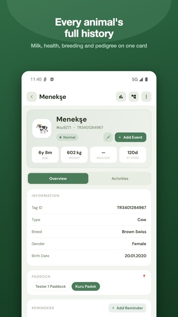 Animal detail screen