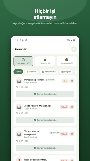Görevler ekranı